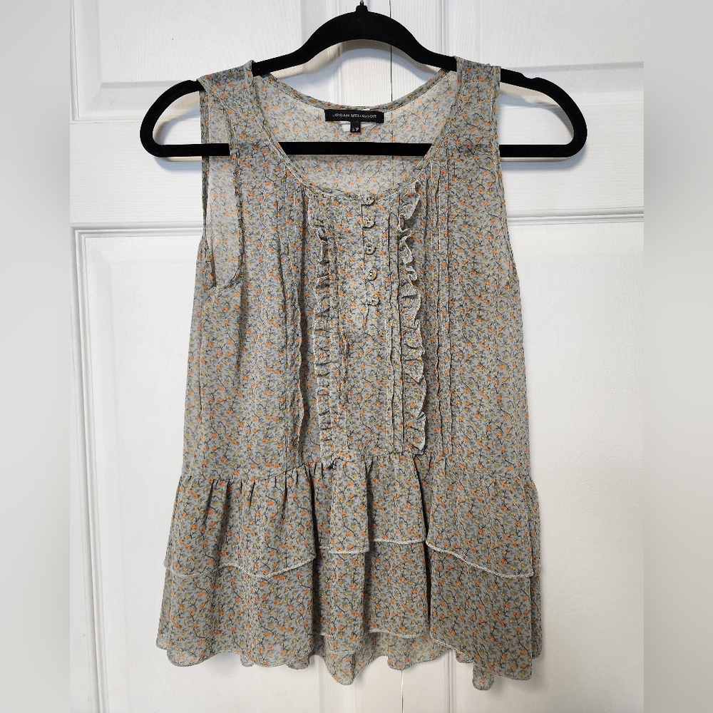 Urban Behavior Floral Printed Sleeveless Western Blouse Size Small